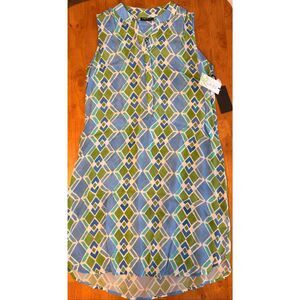 APNY Women’s Dress Size M blue green Sleeveless Minimalist Quiet Luxury Coastal‎
